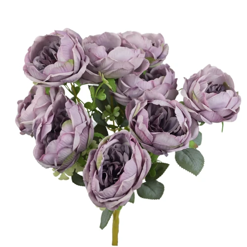 Sztuczny bukiet piwonii x9 w kolorze jasnym fiolecie 44 cm