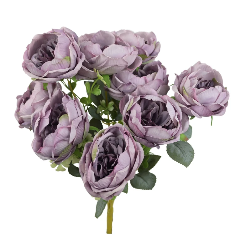 Sztuczny bukiet piwonii x9 w kolorze jasnym fiolecie 44 cm
