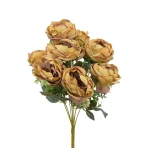 Sztuczny bukiet piwonii x9 w kolorze żółto-brązowym 44 cm