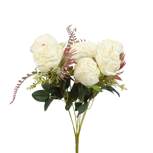 Sztuczny bukiet suszonej róży w kolorze kremowym 37 cm