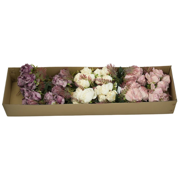 Karton bukietu suszonej róży mix kolorów 37 cm