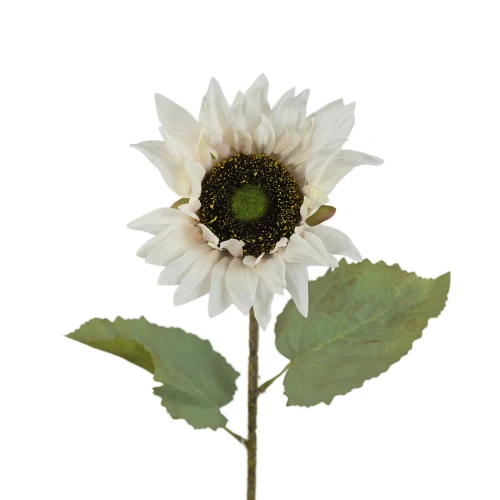 Sztuczny słonecznik pojedynczy w kolorze brudnym kremie 68 cm