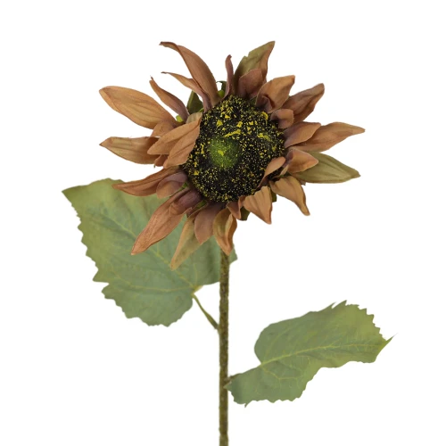 Sztuczny słonecznik pojedynczy w kolorze brązowym 68 cm