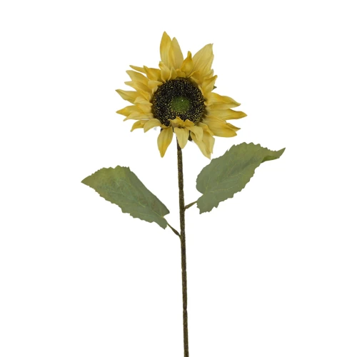 Sztuczny słonecznik pojedynczy w kolorze brudnym żółtym 68 cm