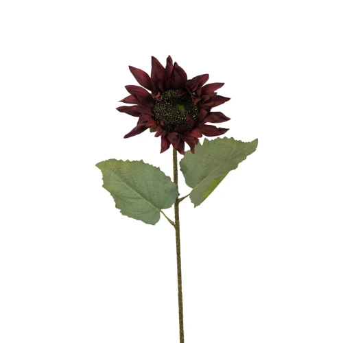 Sztuczny słonecznik pojedynczy w kolorze bordowym 68 cm