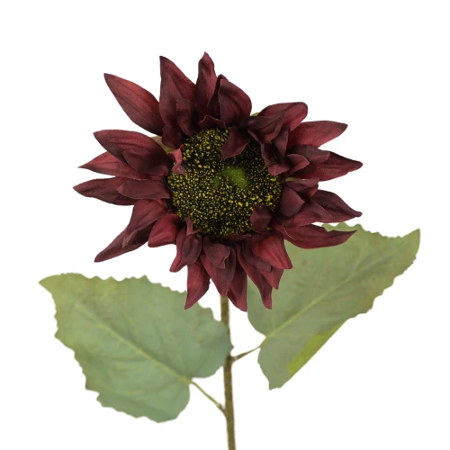 Sztuczny słonecznik pojedynczy w kolorze bordowym 68 cm