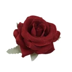 Sztuczna mini róża welur w kolorze czerwonym 7 cm