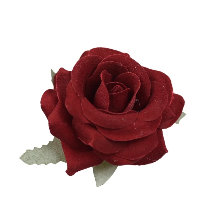 Sztuczna mini róża welur w kolorze czerwonym 7 cm