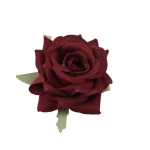 Sztuczna mini róża welur w kolorze bordowym 7 cm