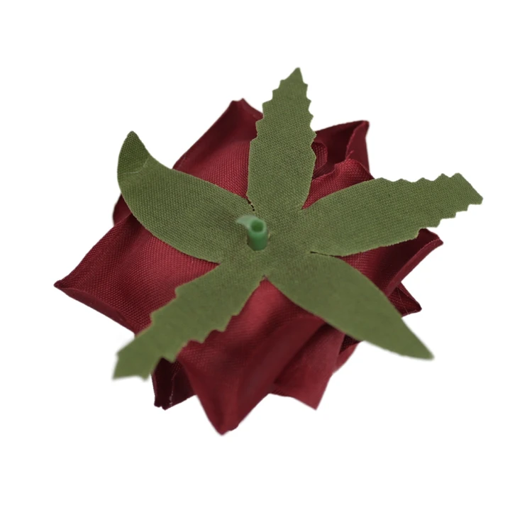 Sztuczna mini róża welur w kolorze bordowym 7 cm