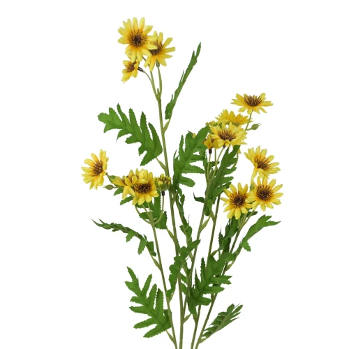 Kwiat sztuczny gałązka marcinków w kolorze żółtym 84 cm