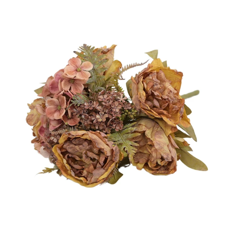 Sztuczny bukiet suszonych piwonii w kolorze jasno brązowym 50 cm