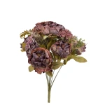 Sztuczny bukiet suszonych piwonii w kolorze brudnym fioletowym 50 cm