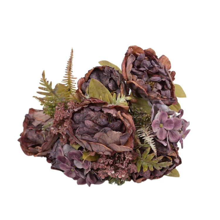 Sztuczny bukiet suszonych piwonii w kolorze brudnym fioletowym 50 cm