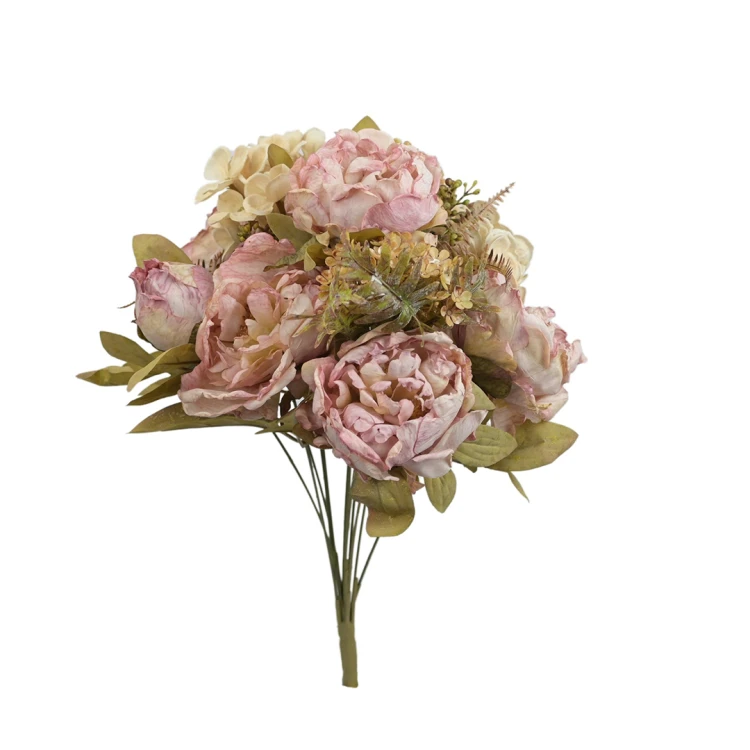 Sztuczny bukiet suszonych piwonii w kolorze jasno różowym 50 cm