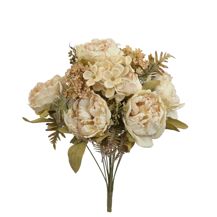 Sztuczny bukiet suszonych piwonii w kolorze kremowym 50 cm