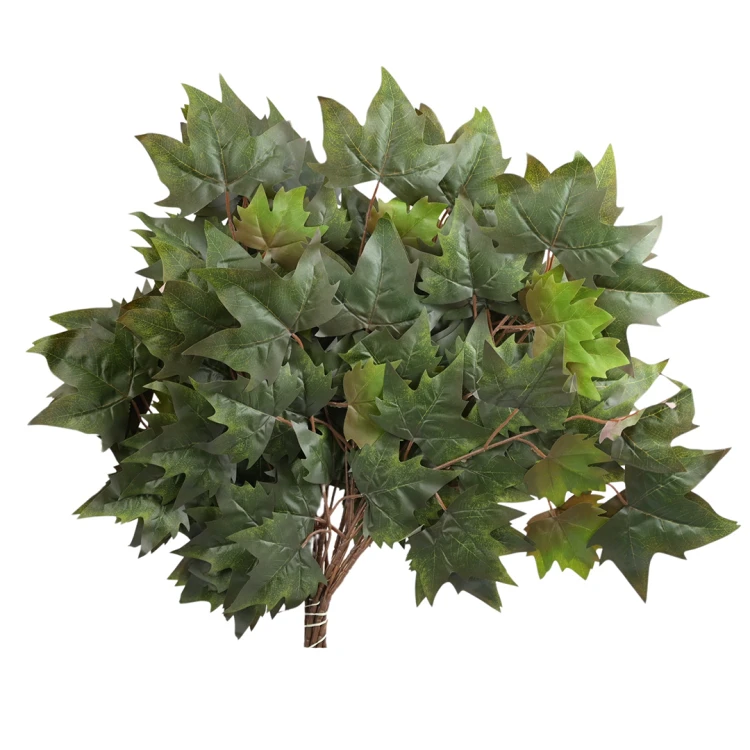 Sztuczny liść klonu w kolorze zielonym 68 cm