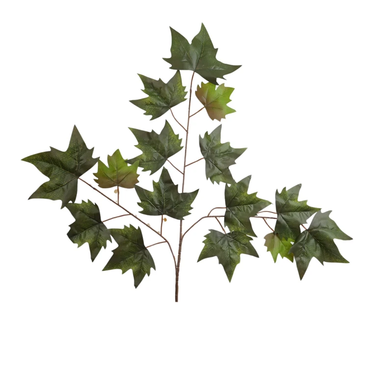 Sztuczny liść klonu w kolorze zielonym 68 cm