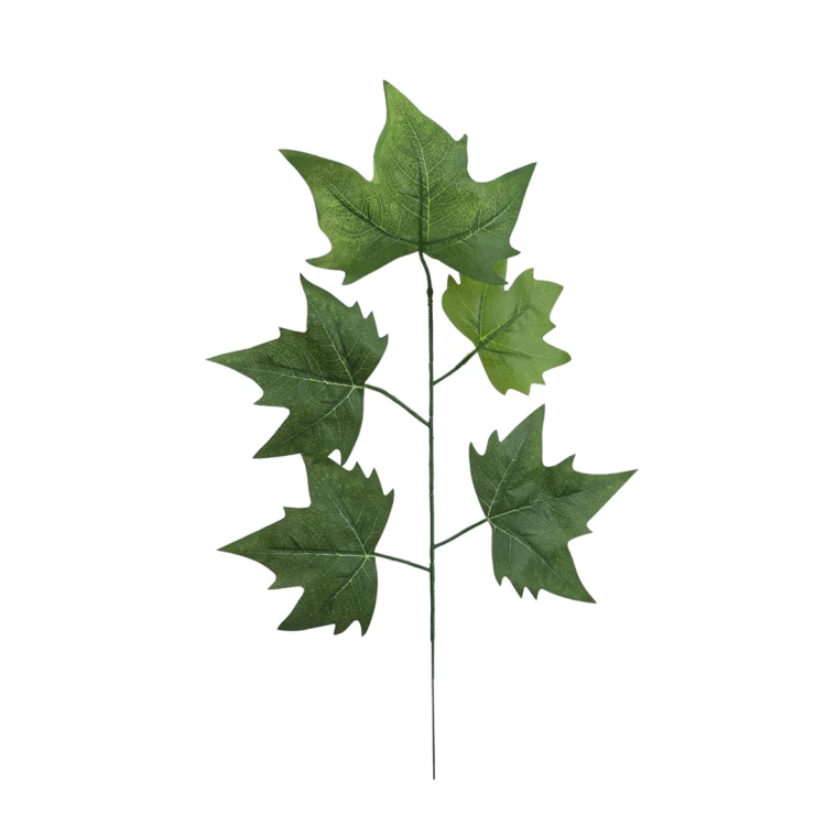 Sztuczny liść klonu w kolorze zielnym 55 cm