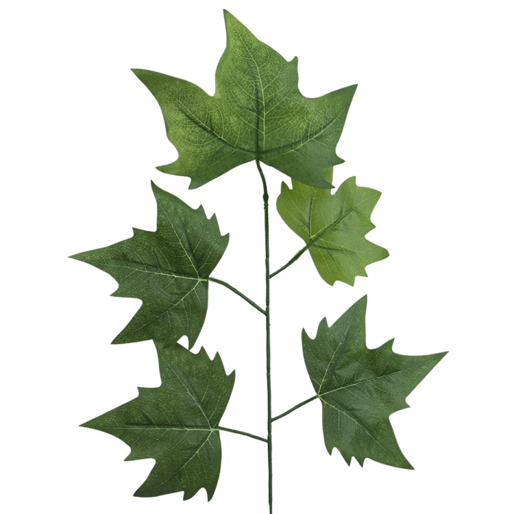 Sztuczny liść klonu w kolorze zielnym 55 cm