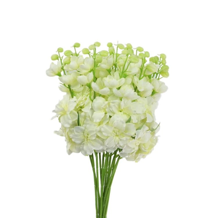 Kwiat sztuczny ostróżka na piku w kolorze biało/zielonym 44 cm