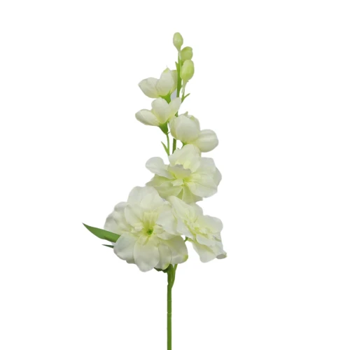 Kwiat sztuczny ostróżka na piku w kolorze biało/zielonym 44 cm