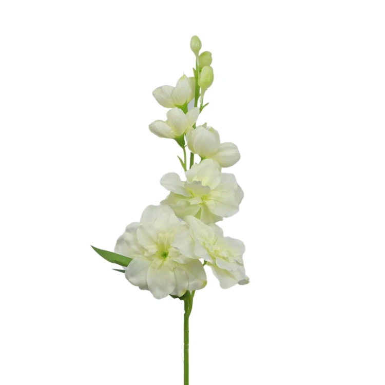 Kwiat sztuczny ostróżka na piku w kolorze biało/zielonym 44 cm