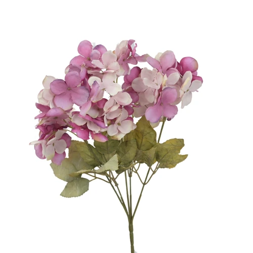 Sztuczny drobny bukiecik hortensji w kolorze różowo/białym 34 cm