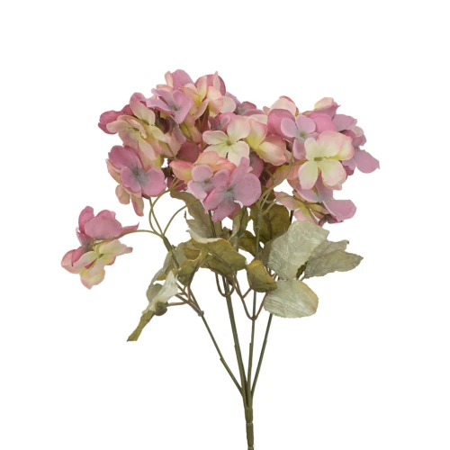 Sztuczny drobny bukiecik hortensji w kolorze ciemno różowym 34 cm