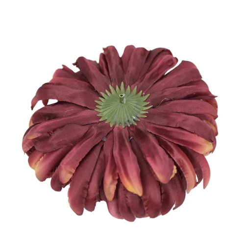 Sztuczna duża chryzantema w kolorze bordowo/złotym 16 cm