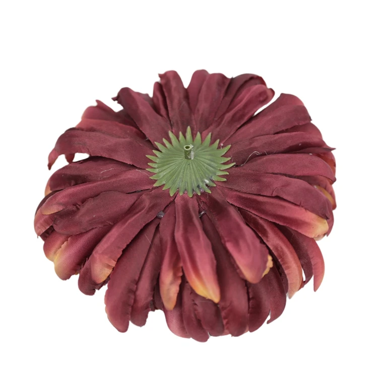 Sztuczna duża chryzantema w kolorze bordowo/złotym 16 cm