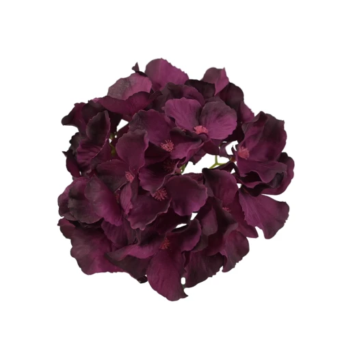 Sztuczna hortensja w kolorze bordowo/fuksji 19 cm
