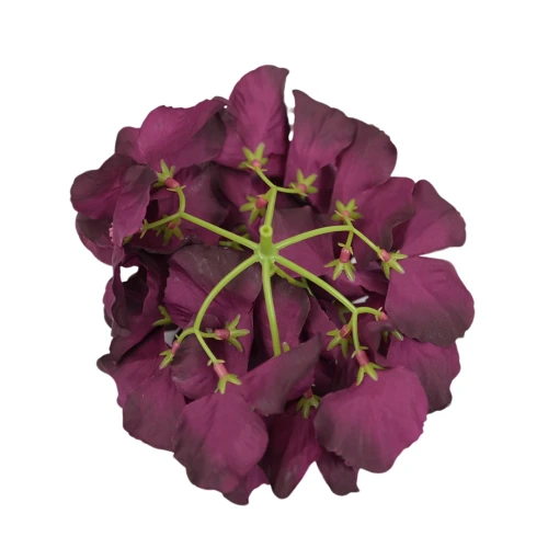 Sztuczna hortensja w kolorze bordowo/fuksji 19 cm