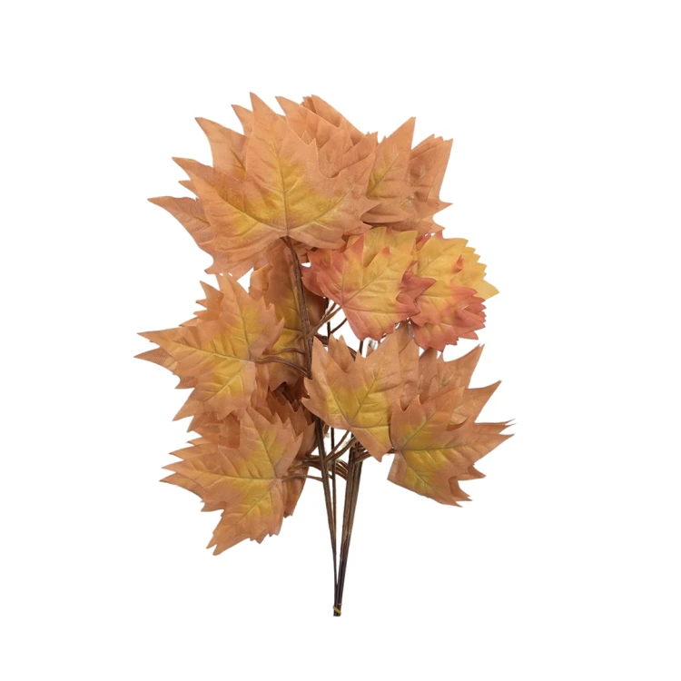 Sztuczny liść klonu w kolorze pomarańczowym 55 cm