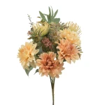Sztuczny bukiet dalii z plastikowymi dodatkami w kolorze łososiowym 50 cm