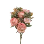Kwiat sztuczny bukiet róży angielskiej w kolorze różowym 47 cm