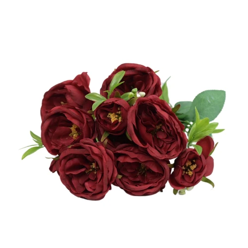 Sztuczny bukiet róży x10 w kolorze czerwonym 47 cm