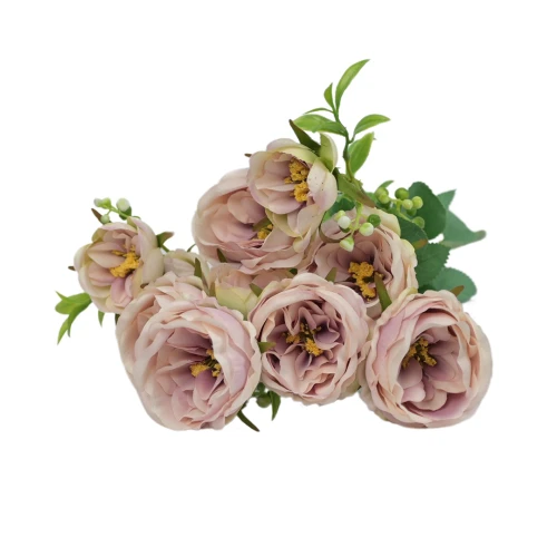 Sztuczny bukiet róży x10 w kolorze jasnym fiolecie 47 cm