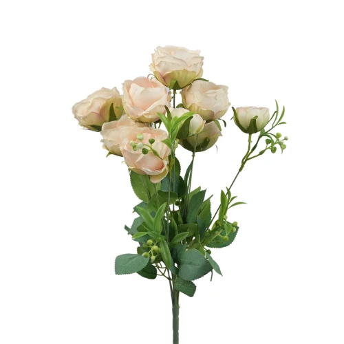 Sztuczny bukiet róży x10 w kolorze jasno różowym 47 cm