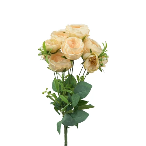 Sztuczny bukiet róży x10 w kolorze jasno brzoskwiniowym 47 cm