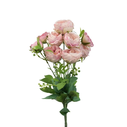 Sztuczny bukiet róży x10 w kolorze różowym 47 cm