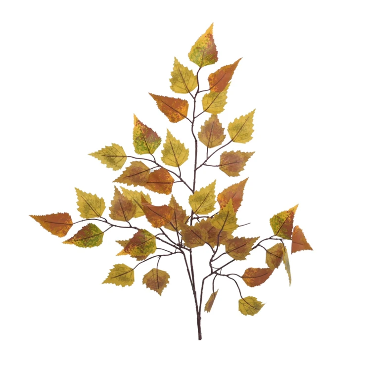 Sztuczny liść brzozy w kolorze pomarańczowo/brązowym 62 cm
