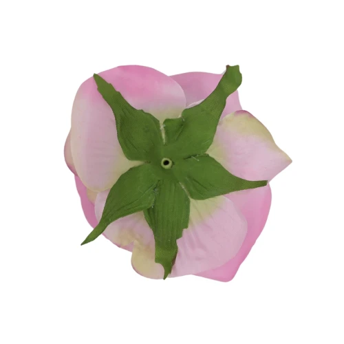 Sztuczna róża z listkiem w kolorze różowo/fuksji 10 cm