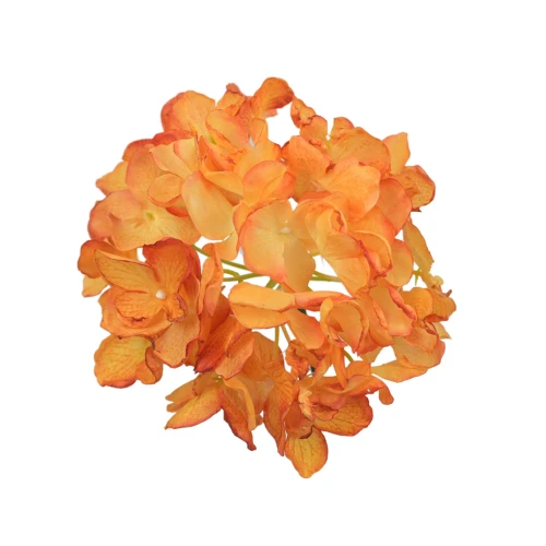 Kwiat sztuczny głowa hortensji w kolorze pomarańczowym 18 cm