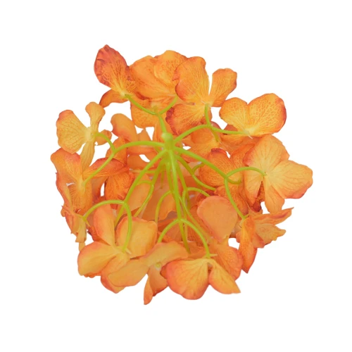Kwiat sztuczny głowa hortensji w kolorze pomarańczowym 18 cm