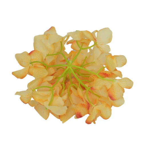 Kwiat sztuczny głowa hortensji w kolorze żółtym 18 cm