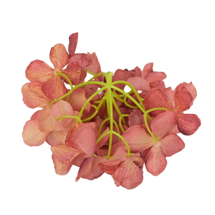 Kwiat sztuczny głowa hortensji w kolorze czerwono/różowym 18 cm