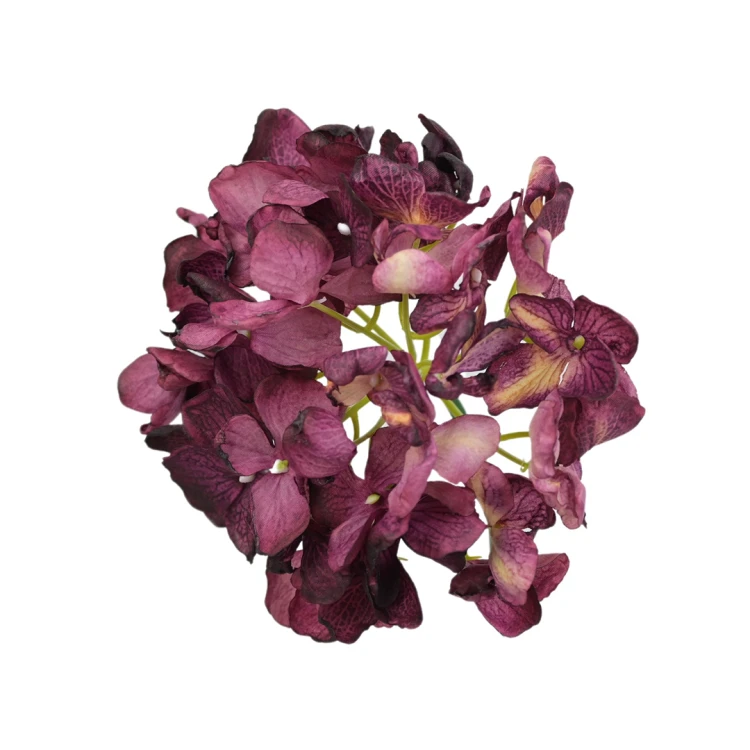 Kwiat sztuczny głowa hortensji w kolorze bordowym 18 cm