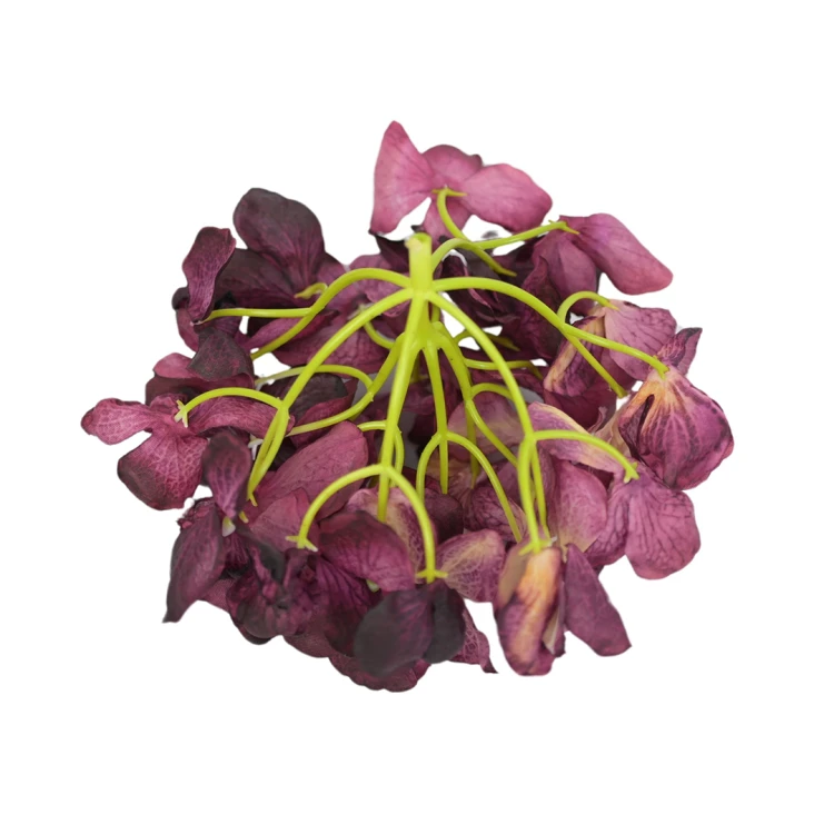 Kwiat sztuczny głowa hortensji w kolorze bordowym 18 cm