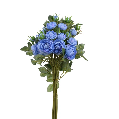 Sztuczna wiązka mini gałązek róż w kolorze jasno niebieskim 50 cm